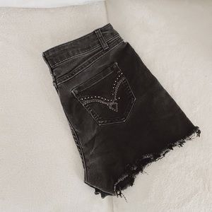 D. Jeans Black Distressed Denim Shorts